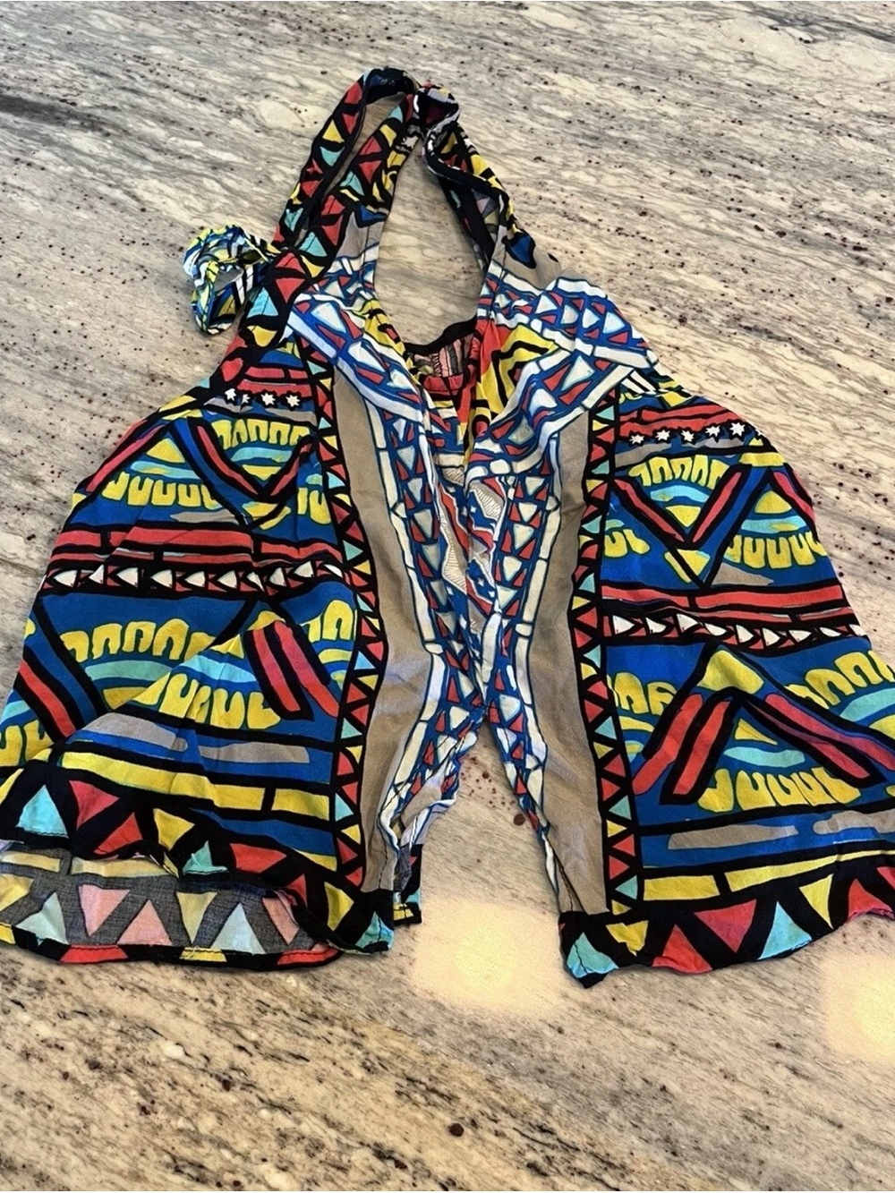 Flying Tomato Tribal Geometric Tank Top in Blue, Yellow, Red, Black & Cream - Picture 10 of 11